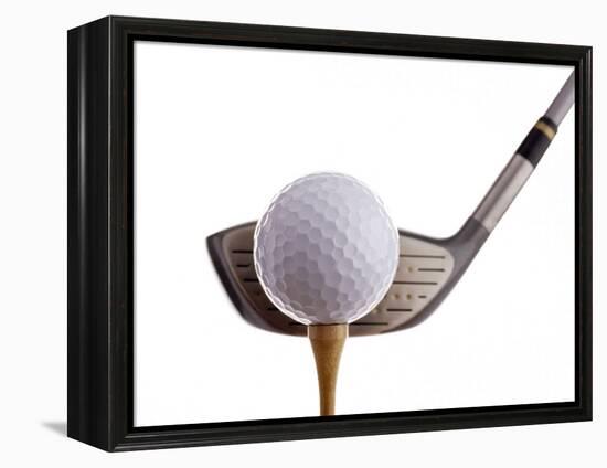 Golf Ball on Tee with Club-null-Framed Premier Image Canvas