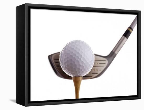 Golf Ball on Tee with Club-null-Framed Premier Image Canvas