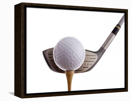 Golf Ball on Tee with Club-null-Framed Premier Image Canvas