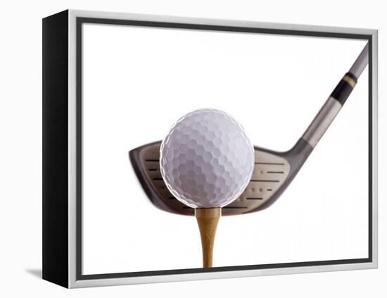 Golf Ball on Tee with Club-null-Framed Premier Image Canvas