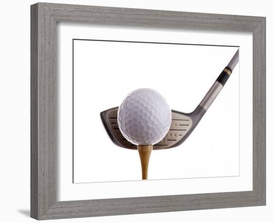 Golf Ball on Tee with Club-null-Framed Photographic Print