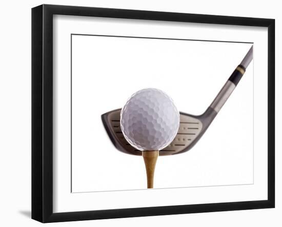 Golf Ball on Tee with Club-null-Framed Photographic Print