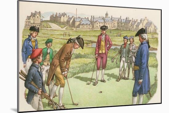 Golf Being Played in St Andrews in the 18th Century-Pat Nicolle-Mounted Giclee Print