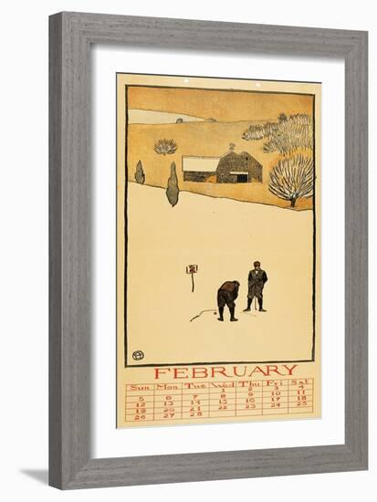 Golf Calendar. February-Edward Penfield-Framed Giclee Print