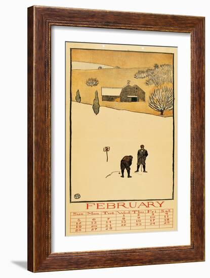 Golf Calendar. February-Edward Penfield-Framed Giclee Print