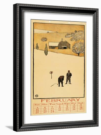 Golf Calendar. February-Edward Penfield-Framed Giclee Print