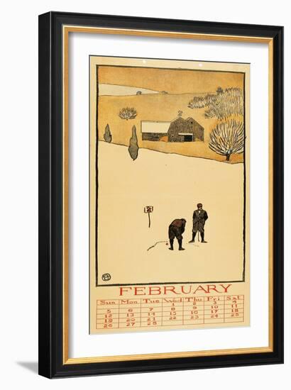 Golf Calendar. February-Edward Penfield-Framed Giclee Print