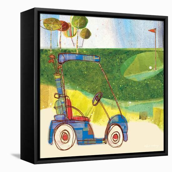 Golf Cart in Blue-Robbin Rawlings-Framed Stretched Canvas