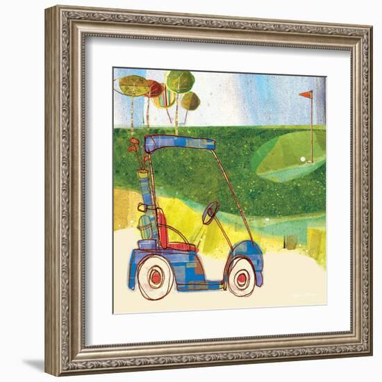 Golf Cart in Blue-Robbin Rawlings-Framed Art Print