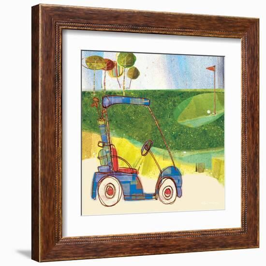 Golf Cart in Blue-Robbin Rawlings-Framed Art Print