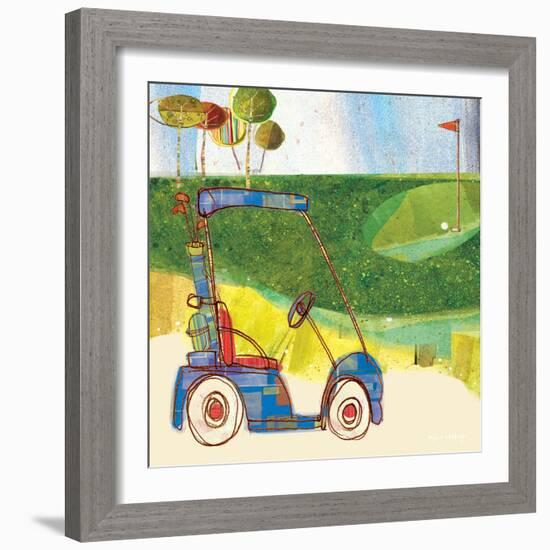 Golf Cart in Blue-Robbin Rawlings-Framed Art Print