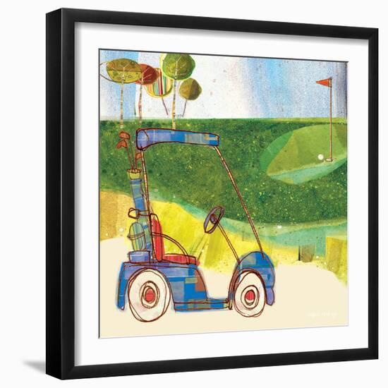 Golf Cart in Blue-Robbin Rawlings-Framed Art Print