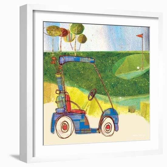 Golf Cart in Blue-Robbin Rawlings-Framed Art Print