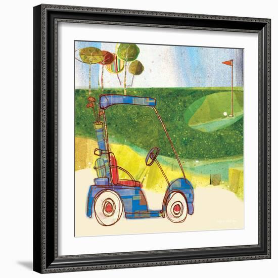 Golf Cart in Blue-Robbin Rawlings-Framed Art Print