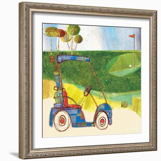 Golf Cart in Blue-Robbin Rawlings-Framed Premium Giclee Print