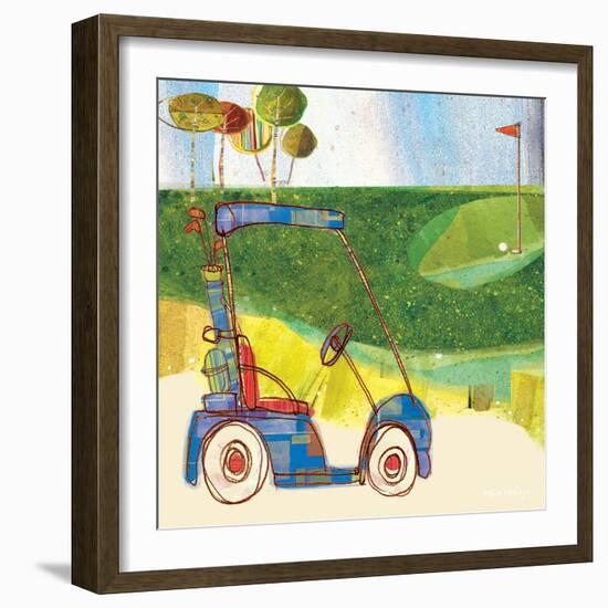 Golf Cart in Blue-Robbin Rawlings-Framed Premium Giclee Print
