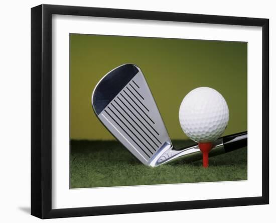 Golf Club and Ball on Tee-null-Framed Photographic Print