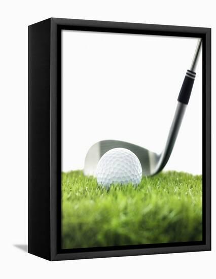 Golf Club and Golf Ball on Grass-null-Framed Premier Image Canvas