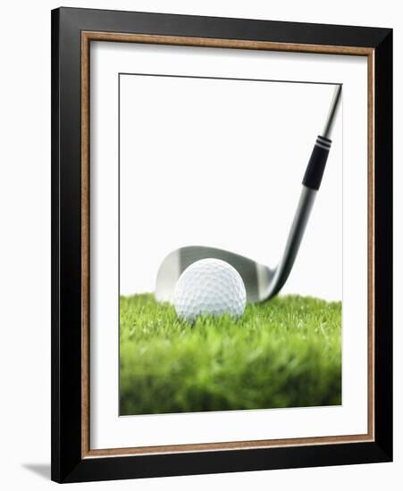 Golf Club and Golf Ball on Grass-null-Framed Photographic Print