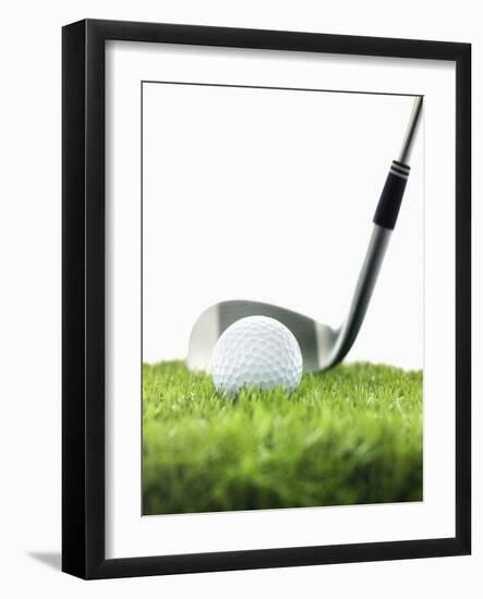 Golf Club and Golf Ball on Grass-null-Framed Photographic Print