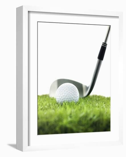 Golf Club and Golf Ball on Grass-null-Framed Photographic Print