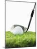 Golf Club and Golf Ball on Grass-null-Mounted Photographic Print