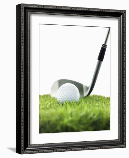 Golf Club and Golf Ball on Grass-null-Framed Photographic Print