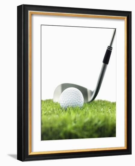 Golf Club and Golf Ball on Grass-null-Framed Photographic Print