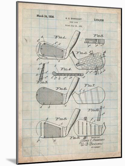 Golf Club, Club Head Patent-Cole Borders-Mounted Art Print