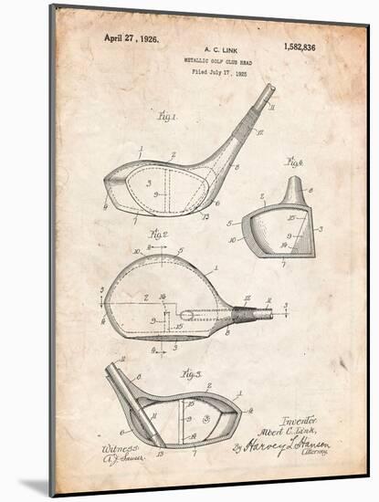 Golf Club Driver Patent-Cole Borders-Mounted Premium Giclee Print