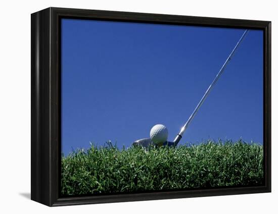 Golf Club Lined Up with Golf Ball on Tee-Mitch Diamond-Framed Premier Image Canvas