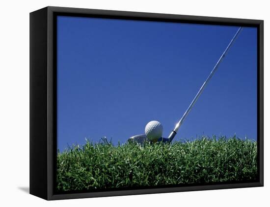 Golf Club Lined Up with Golf Ball on Tee-Mitch Diamond-Framed Premier Image Canvas