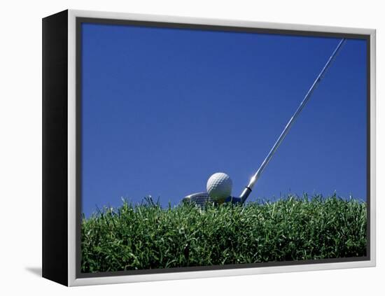 Golf Club Lined Up with Golf Ball on Tee-Mitch Diamond-Framed Premier Image Canvas