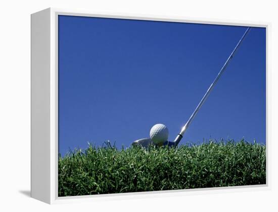 Golf Club Lined Up with Golf Ball on Tee-Mitch Diamond-Framed Premier Image Canvas