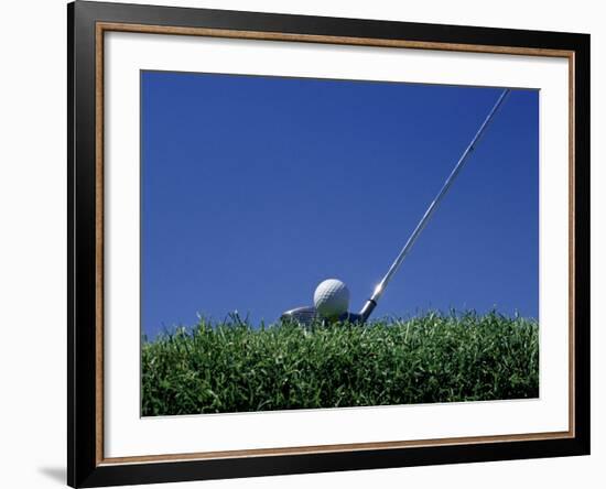 Golf Club Lined Up with Golf Ball on Tee-Mitch Diamond-Framed Photographic Print