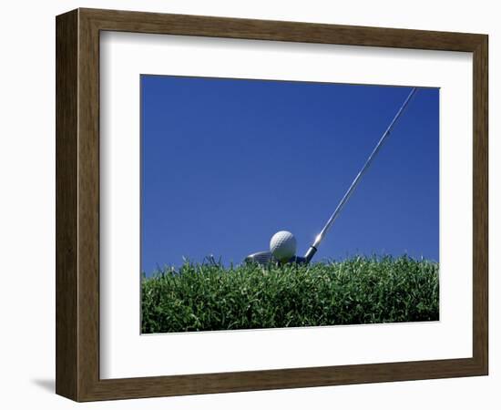 Golf Club Lined Up with Golf Ball on Tee-Mitch Diamond-Framed Photographic Print