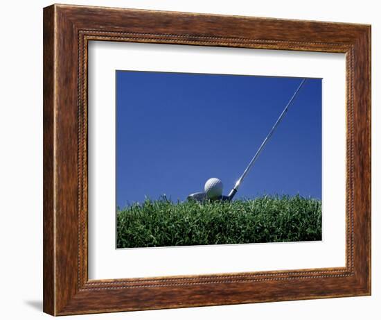 Golf Club Lined Up with Golf Ball on Tee-Mitch Diamond-Framed Photographic Print