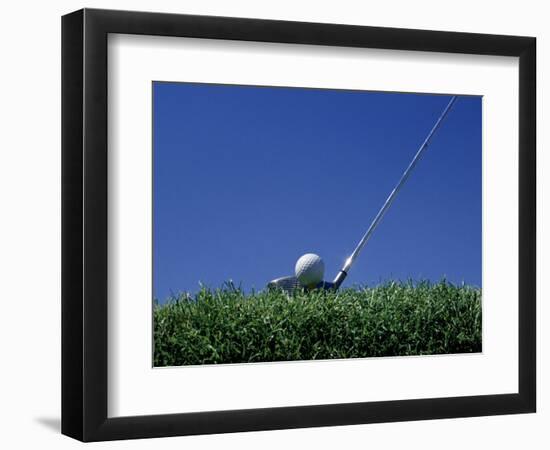 Golf Club Lined Up with Golf Ball on Tee-Mitch Diamond-Framed Photographic Print