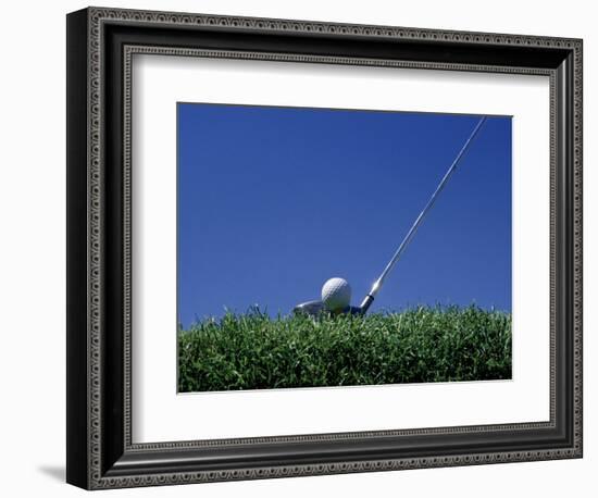 Golf Club Lined Up with Golf Ball on Tee-Mitch Diamond-Framed Photographic Print