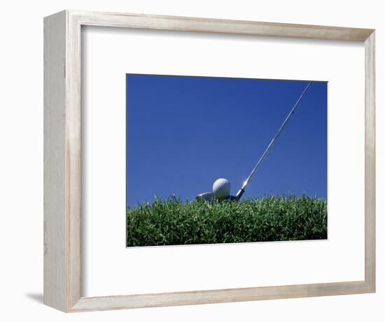 Golf Club Lined Up with Golf Ball on Tee-Mitch Diamond-Framed Photographic Print