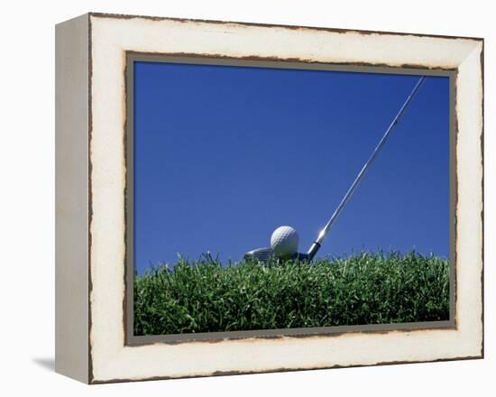 Golf Club Lined Up with Golf Ball on Tee-Mitch Diamond-Framed Premier Image Canvas