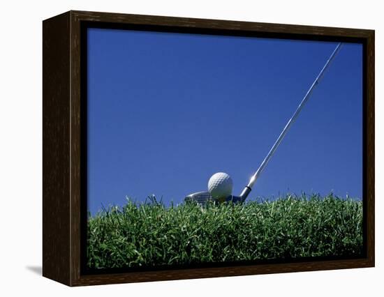 Golf Club Lined Up with Golf Ball on Tee-Mitch Diamond-Framed Premier Image Canvas