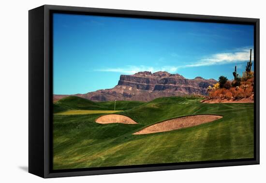 Golf Course at Foot of Mountain Range Scottsdale Arizona-null-Framed Stretched Canvas