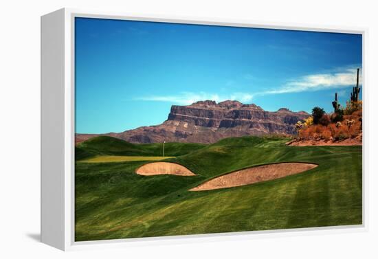 Golf Course at Foot of Mountain Range Scottsdale Arizona-null-Framed Stretched Canvas