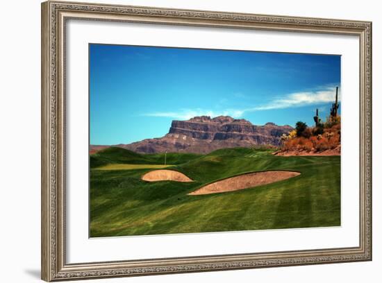 Golf Course at Foot of Mountain Range Scottsdale Arizona--Framed Photo