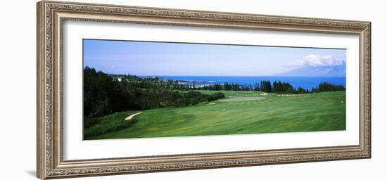 Golf Course at the Oceanside, Kapalua Golf Course, Maui, Hawaii, USA-null-Framed Photographic Print