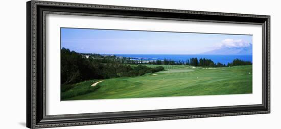 Golf Course at the Oceanside, Kapalua Golf Course, Maui, Hawaii, USA-null-Framed Photographic Print