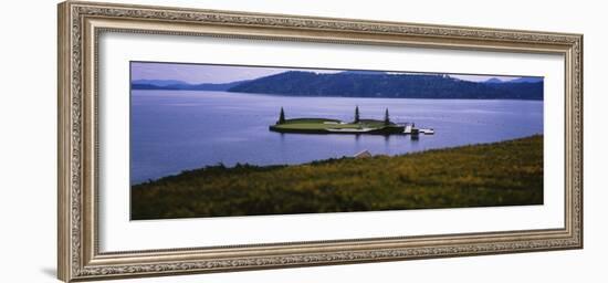 Golf Course in a Lake, Floating Golf Green, Coeur D'Alene Resort, Coeur D'Alene-null-Framed Photographic Print