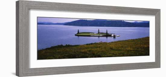 Golf Course in a Lake, Floating Golf Green, Coeur D'Alene Resort, Coeur D'Alene-null-Framed Photographic Print