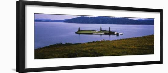 Golf Course in a Lake, Floating Golf Green, Coeur D'Alene Resort, Coeur D'Alene-null-Framed Photographic Print